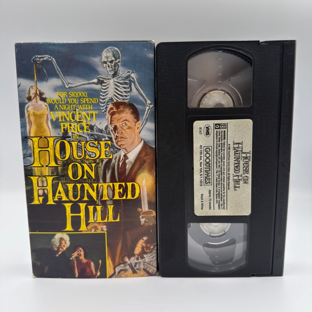 House on Haunted Hill VHS 1990 Vincent Price GoodTimes Video 8147 Black White